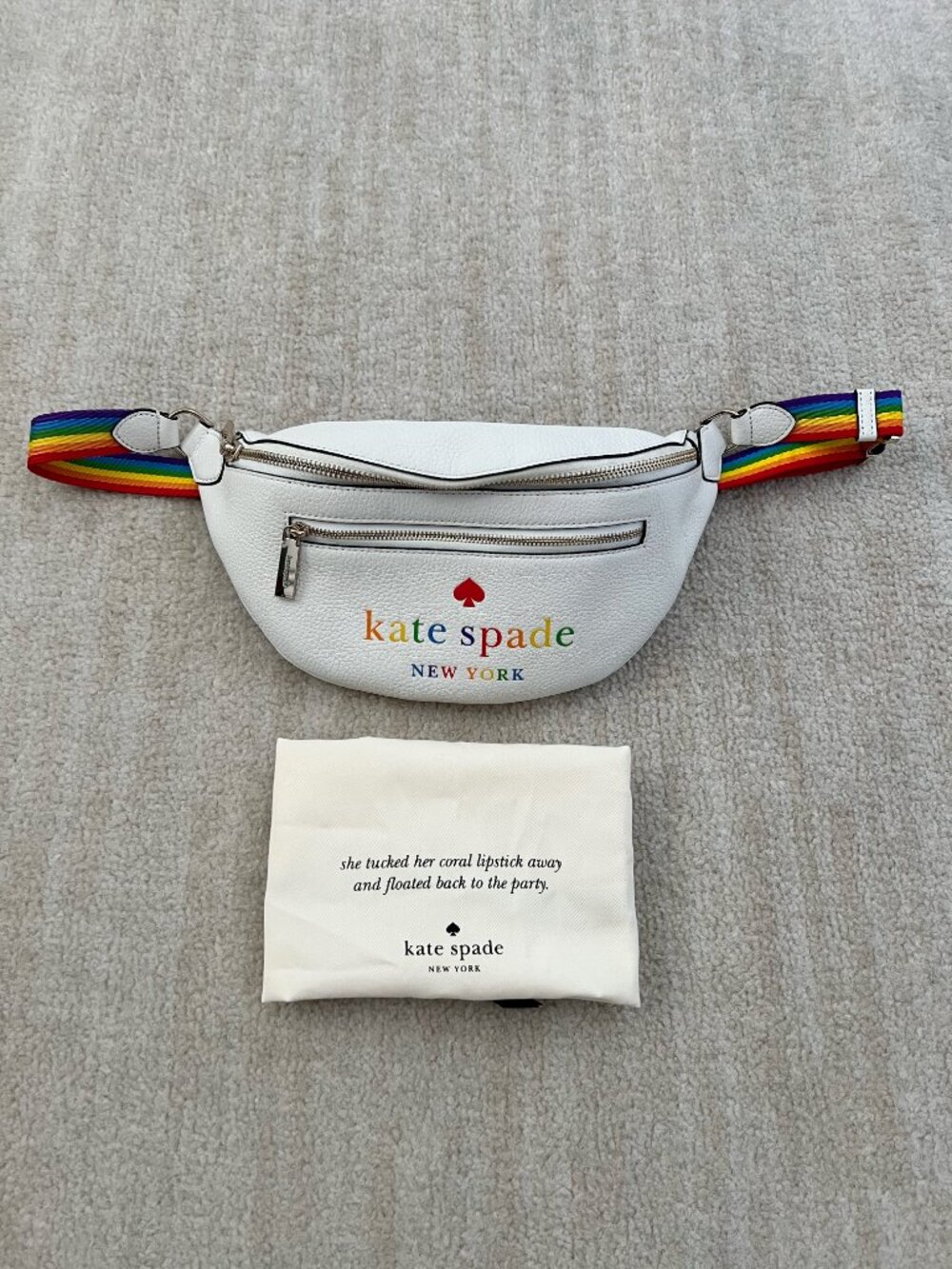 Kate Spade Leila Pride Rainbow Belt Bag Pebbled Leather Fanny Pack Waist Sling